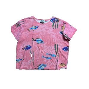 Coconut bay Women's XL Coral Fish Print Wearable Art VTG Shirt USA‎